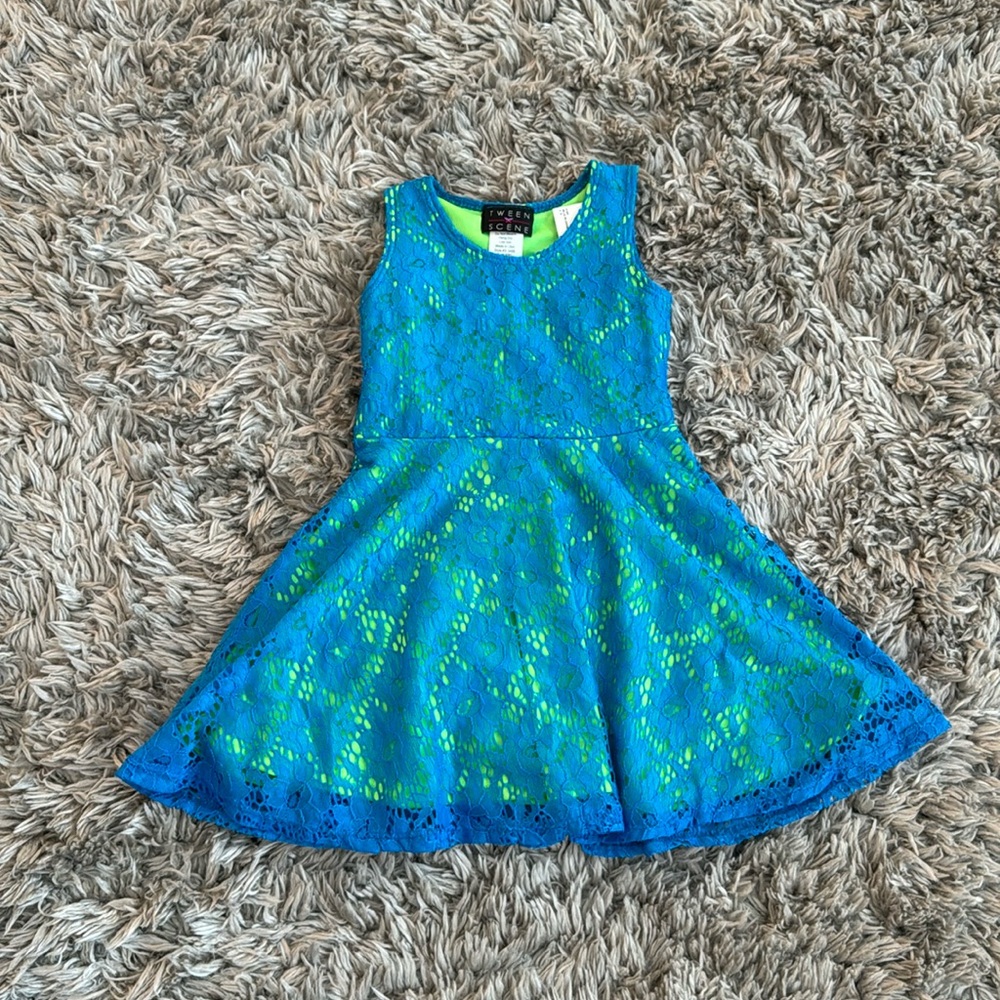 Tween Scene Blue & Green Skater Dress